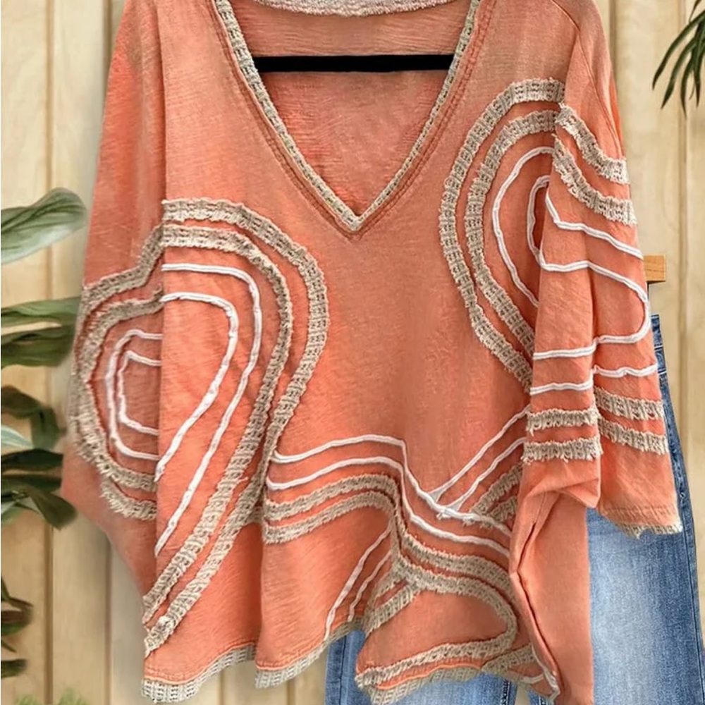 Women's Orange V-Neck Sweater